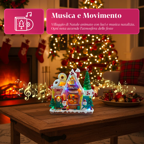 saint joy animiertes Weihnachtsdorf northlight mit LED-Lichtern Musik und drehbarem Baum EAN 8050043127457