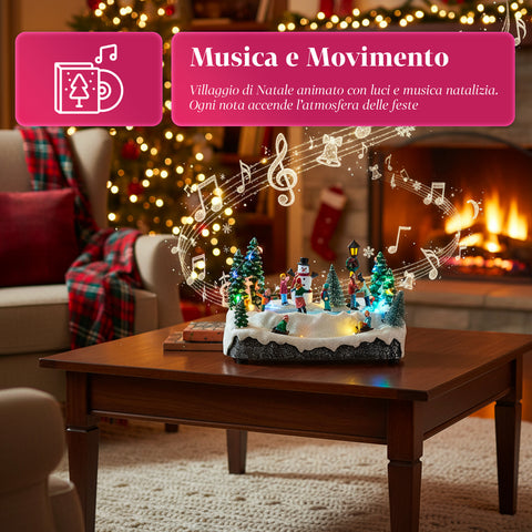 Saint Joy animiertes Weihnachtsdorf Silentpark mit LED Lichtern Musik und beweglichen Schlittschuhläufern EAN 8050043127495