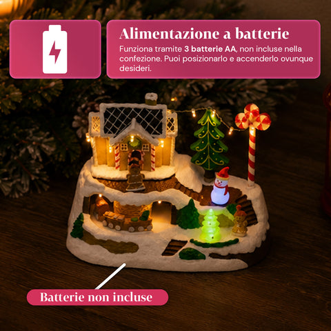 saint joy villaggio natalizio luminoso candy town con trenino in movimento e 8 melodie casetta pan di zenzero led decorazione natale 235 cm ean 8050043127686