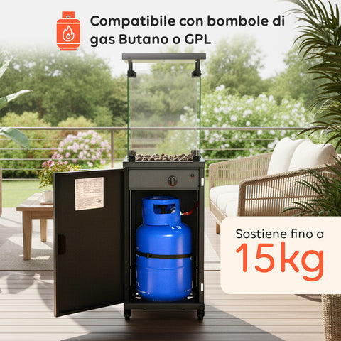 Wintem Gas-Feuerstelle für den Außenbereich mit Lavastein und Rädern 12 kW EAN 8052286432114