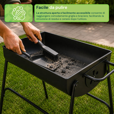 Zendea Holzkohle- und Holzgrill aus Stahl mit hohen Beinen Feuerstelle 74x38 cm und Grillrost 70x34 cm mit großer Grillfläche EAN 8056819079531