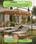 Zendea Gartenlampe Sonnenschirm in Rattanoptik Höhe 275 m mit Gestell aus Kohlenstoffstahl Kurbel und Kreuzständer EAN 8050030810720