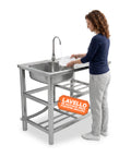 Avilia Home Multifunktionsspüle aus Edelstahl mit Wasserhahn Waschbecken Becken Abtropffläche und doppelseitig montierbarer Ablage rechts links 75x40x80 cm EAN 8056244083189