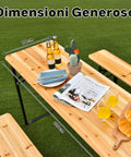 Garden Friend rechteckiges klappbares Biergartenset aus Eisen und Holz 3 Teile 70x220 cm grün EAN 8023755029272