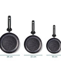 Pensofal Set aus 3 antihaftbeschichteten Aluminiumbratpfannen 18 22 26 cm für Induktion und Gas EAN 8020173085798