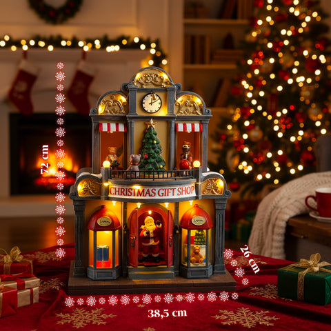 saint joy animiertes Weihnachtsmannhaus mit LED-Lichtern Musik und Bewegung EAN 8050043127365