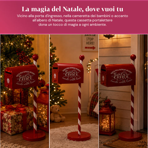 saint joy northpost portalettere natalizio da terra in metallo rosso palo a righe sportello apribile per raccogliere le letterine di natale ean 8050043127808