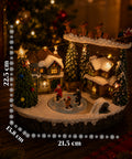 saint joy villaggio natalizio luminoso snowtime con pista di pattinaggio animata luci led e musica slitta di babbo natale polyresin 215x158x225 cm ean 8050043127723