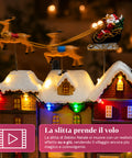 saint joy villaggio natalizio luminoso xmas town a batteria con luci led musica albero rotante trenino in movimento e slitta di babbo natale 27x25x34 cm ean 8050043127693