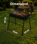 Zendea Holzkohle- und Holzgrill aus Stahl mit hohen Beinen Feuerstelle 74x38 cm und Grillrost 70x34 cm mit großer Grillfläche EAN 8056819079531