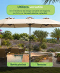 Zendea ovaler XXL Gartenschirm 400 x 200 aus Kohlenstoffstahl und Polyesterbespannung Höhe 275 m Sockel nicht enthalten EAN 8050030810942