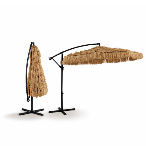 Zendea Gartenlampe Sonnenschirm in Rattanoptik Höhe 275 m mit Gestell aus Kohlenstoffstahl Kurbel und Kreuzständer EAN 8050030810720