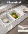 Avilia Home Küchenspüle mit zwei Becken mit oder ohne Abtropffläche, weiß oder schwarz, Armatur inklusive EAN 8056819079098