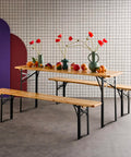 Garden Friend rechteckiges klappbares Biergartenset aus Eisen und Holz 3 Teile 70x220 cm grün EAN 8023755029272