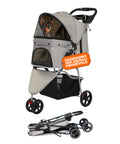 Puppy Lovers faltbarer Kinderwagen für Hunde und Katzen grau transparente Kabine mit 360 Grad Sicht Tierwagen aus Stahl und Oxford-Gewebe mit Getränkehalter und Korb belastbar bis 15 kg EAN 8054806950276