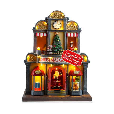 saint joy animiertes Weihnachtsmannhaus mit LED-Lichtern Musik und Bewegung EAN 8050043127365