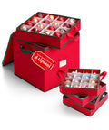 Saint Joy Organizer für 64 Weihnachtskugeln aus Oxfordstoff und Vliesstoff mit Deckel und Griffen EAN 8050043127556