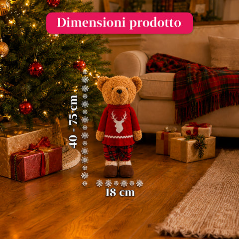 Saint Joy ausziehbarer Weihnachtsteddybär 40 75 cm mit Teleskopbeinen und Eisenstruktur 2 Outfits verfügbar EAN 8056819079555