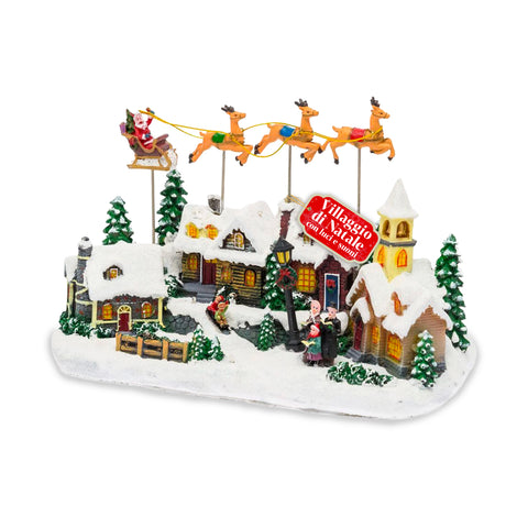 Animiertes Weihnachtsdorf Frostvale mit LED-Lichtern, Musik und beweglichem Schlitten