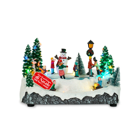Saint Joy animiertes Weihnachtsdorf Silentpark mit LED Lichtern Musik und beweglichen Schlittschuhläufern EAN 8050043127495