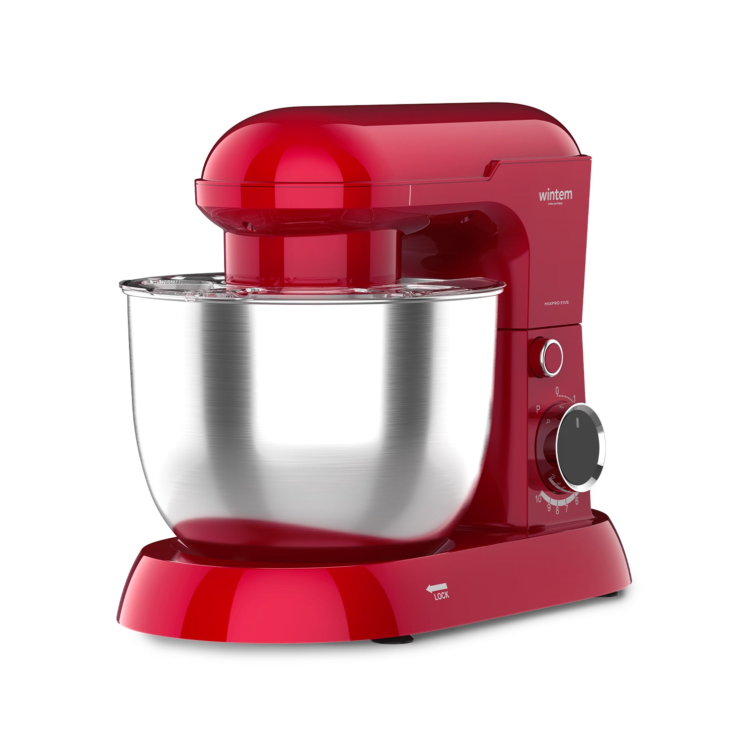 Avilia Küchenmaschine 1500 W, Edelstahlschüssel 5 l, 10 Geschwindigkeitsstufen, mit Rezeptbuch, Zubehör und Pulsfunktion, Rot, EAN-8056819047578