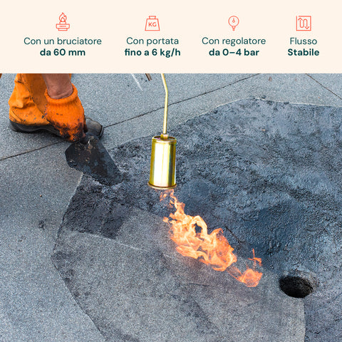 Gasbrenner 70 cm mit Brenner ø60 mm und Schnellhebel für den professionellen Einsatz