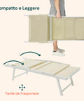 Faltbare Sonnenliege aus Aluminium mit Sonnenschutz, 183x61x38 cm, beige