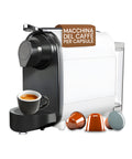 Schwarze DCG-Kaffeemaschine, kompatibel mit Nespresso-Kapseln, für Espresso in der Tasse und farbige Kapseln, elegantes, kompaktes Design