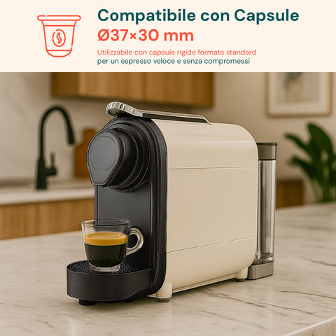 DCG-Kaffeemaschine, kompatibel mit starren Kapseln im Standardformat Ø37×30 mm, für schnellen Espresso ohne Kompromisse, moderne Küche
