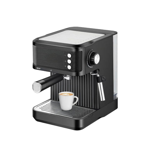 Bavaria Felicia Kaffeemaschine, 20 bar, mit Milchaufschäumer und Tassenwärmer, 850 W, schwarz, elegantes, kompaktes Design