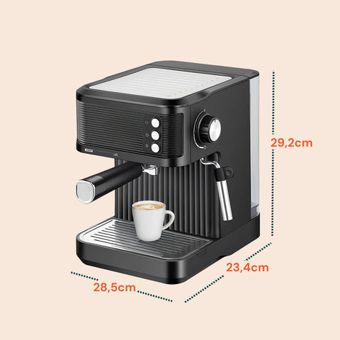 Kompakte Maße 28,5x23,4x29,2 cm, ideal für moderne Küchen, kleine Räume und den Einsatz im Büro, platzsparendes Design, schwarz
