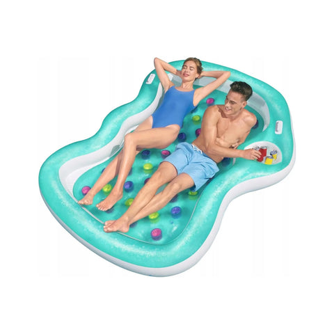 Aufblasbare Doppel-Luftmatratze von Bestway, 218 x 183 cm, mit integriertem Getränkehalter für den Pool, perfekt zum Entspannen zu zweit