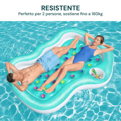 Robuste aufblasbare Luftmatratze von Bestway bis 160 kg belastbar, perfekt für zwei Personen im Pool mit maximalem Komfort