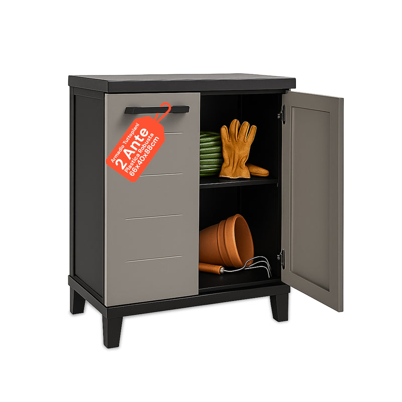 Prime Unterschrank aus feuchtigkeitsbeständigem Kunststoff, 66x40x88 cm, für beengte Räume