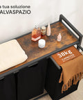 Avilia Wäschekorb-Schrank mit Stahlrahmen, 3 herausnehmbaren Körben und MDF-Ablage - platzsparend und vielseitig, 114 l, EAN 8056819050721