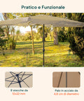 Garten-Sonnenschirm 3x3, verstellbar, mit neigbarem Gelenk und Seilzug
