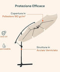 Garten-Sonnenschirm 300 cm mit seitlichem Mast, Kurbel und wasserfestem Stoff EAN 8023755051617