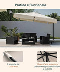 Garten-Sonnenschirm 300 cm mit seitlichem Mast, Kurbel und wasserfestem Stoff EAN 8023755051617