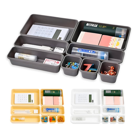 Schubladen-Organizer-Set mit 8 platzsparenden, vielseitig einsetzbaren Behältern aus Polypropylen für Zuhause, Büro, Bad und Make-up, in verschiedenen Größen