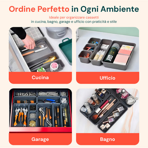 Vielseitiger Organizer für Küche, Bad, Garage und Büro, der in jeder Umgebung für perfekte Ordnung sorgt, mit modularem, kombinierbarem Design