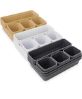 Komplettes Organizer-Set in 3 Farben erhältlich: Beige, Weiß und Schwarz, 8 Teile aus robustem Polypropylen für jede Umgebung