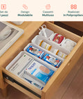 Organizer-Set mit 8 Teilen und modularem Design für vielseitige Schubladen, aus robustem Polypropylen, in 3 Farben erhältlich