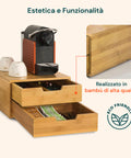 Avilia Organizer zur Aufbewahrung von Kaffeekapseln/-pads aus Bambus mit 2 vielseitig nutzbaren, platzsparenden Schubladen EAN 8056819052695