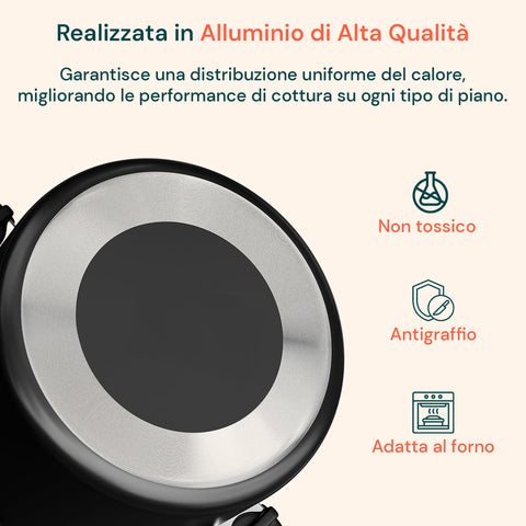 Antihaft-Topf aus Aluminium mit Siebeinsatz, 22 cm, 5 l