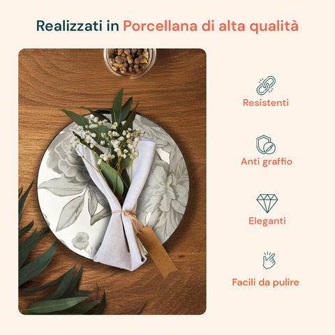 18-teiliges Porzellan-Tafelservice mit Bouquet-Dekor für 6 Personen