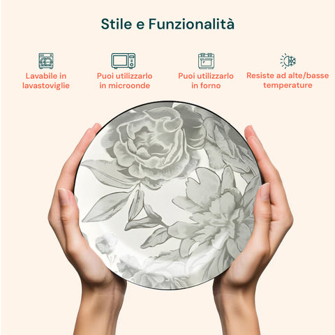 18-teiliges Porzellan-Tafelservice mit Bouquet-Dekor für 6 Personen
