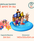 Aufblasbarer Pool in Form eines Piratenschiffs mit Spielen und Zubehör für Kinder, 140 x 130 cm, EAN-6942138934519