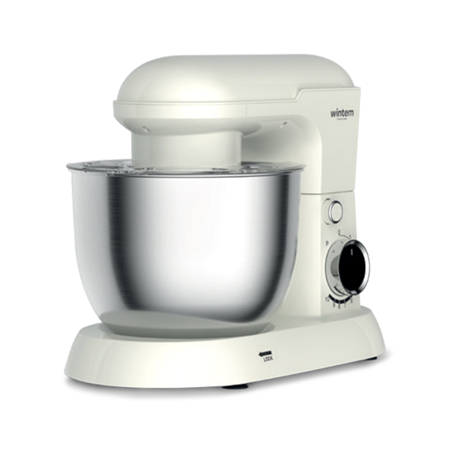 Wintem Küchenmaschine, 1500 W, 5-l-Schüssel, elegantes Weiß, modernes Design für die Küche, multifunktionale Küchenmaschine mit analogen Bedienelementen