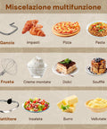 Wintem Küchenmaschine mit 12 vielseitigen Zubereitungsmöglichkeiten: Teige, Pizza, Pasta, Süßspeisen, Schlagsahne, Soufflés, Butter, samtige Suppen