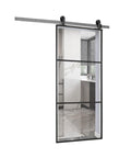 Schiebetür mit transparentem Glas und Aluminiumrahmen, 96x220cm, schwarz